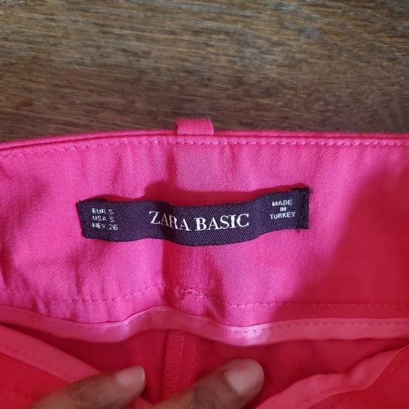 Zara Womens Paperbag Waist Crop Trouser Pants Tie Belt Pink Size Small - Picture 5 of 12